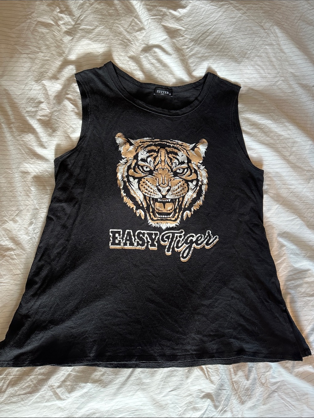 Easy Tiger Flowy Black Graphic Tank Top